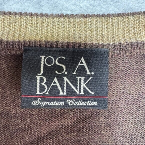 Jos A Bank 100% Merino Wool Sweater Mens XL Long Sleeve Brown V-Neck Top Shirt - Picture 3 of 4